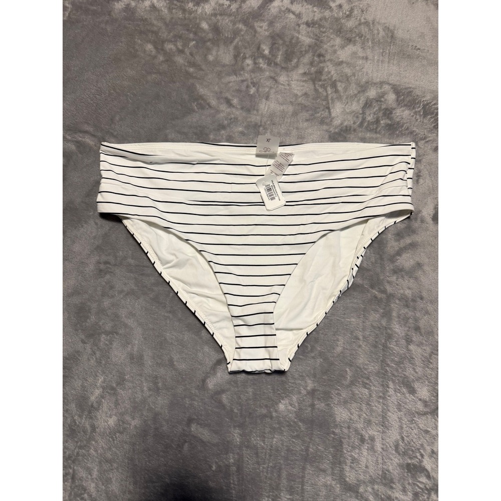 CALIA Wide Band Bikini Bottom Women XL White Black Striped WSA20406PRTX
